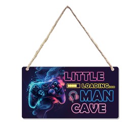 CGBHW Gaming Game Room Wooden Sign Decor, Gamer Gifts, Gaming Accessories, Gamer Teen Boys Kids Room Hanging Sign Wall Decor for Bedroom, Little Man Cave Gamer Room Door Decorations 12 x 6 Inch