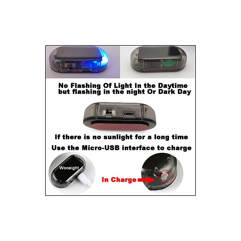 Riloer Solar Power Simulated Warning Light, Car Alarm LED Light