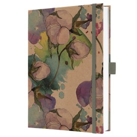 Sigel JN855 Jolie Notebook A5 Lined Stronger 100g Paper Gift Book Kraft Hardcover 192 Pages Pure Cottonflowers Vegan Sustainable Paper