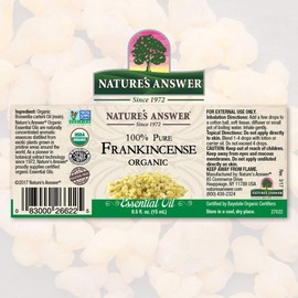 Nature’s Answer USDA Organic Frankincense Essential Oil, 100% Pure | Natural Aromatherapy Oil for Diffuser/Humidifier, Steam Distilled 0.5 fl oz. (15ml) | Made in USA