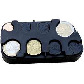 marion10020 Euro Coin Collector Coin Holder Money Sorter Coin Box Coin Collector Change Dispenser with Quick Fixation Black Set of 2