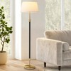 ZenGlimmer Modern Mid Century Floor Lamp with Soft Linen Shade,
