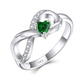 STARCHENIE Infinity Promise Ring 925 Sterling Silver Angel Wings Heart Emerald Ring for Women Size 8