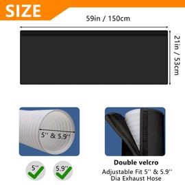 Portable AC Hose Insulation Sleeve Set of 2, Portable Air Conditioners Insulated Hose Cover Wrap, Fit 5" & 5.9" Diameter Exhaust Hose, Easy Installation with 6*Adjustable Buckle Straps, Black