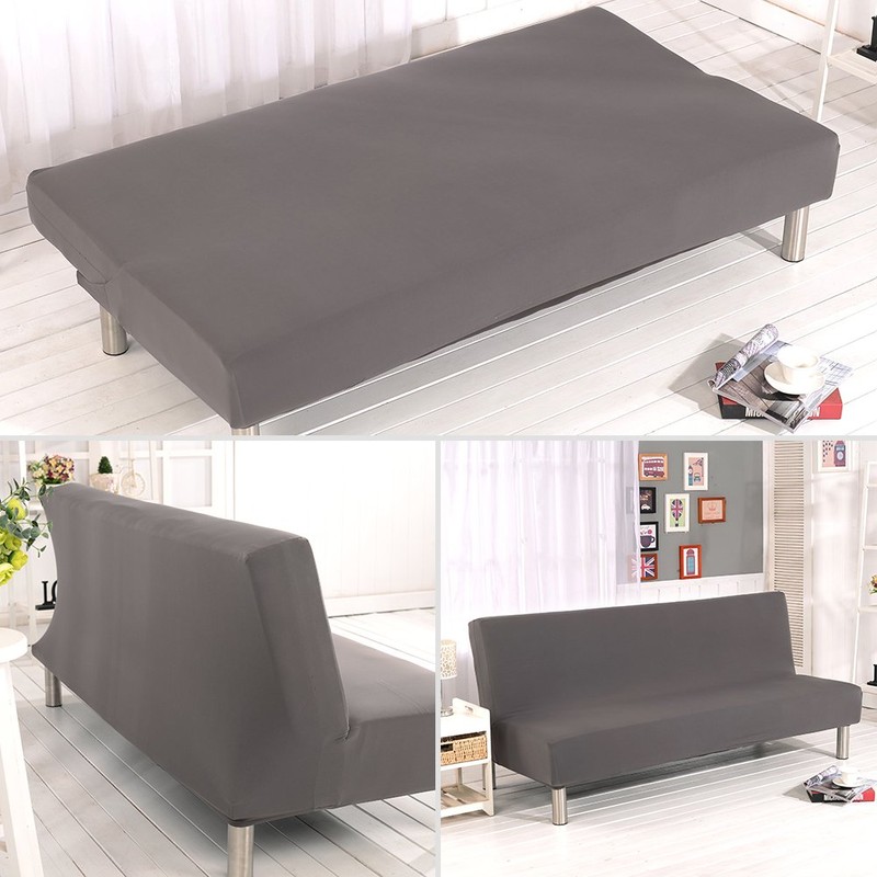 Funda de sofá cama sin brazos, de color sólido, de