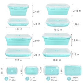 BJ Collapsible Food Storage Containers with Lids, Set of 4 Rectangle Bowls for Camper Storage and Organization, Cool Stuff for RV Camping Accessories for Inside Must Haves, Flat Box Stacks, Blue