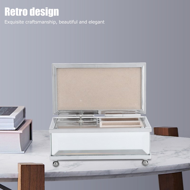 Glass Mirror Music Box Musical Jewelry Storage Case for Girlfriend