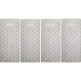 4 Pieces Diamond Sharpening Stone Grit Diamond Plate Honing Stone Diamond Stone for Kitchen Sharpening Dull, Blunt or Tired Edges, 5.9 x 2.48 Inches (400/600/1000/1200 Grit)