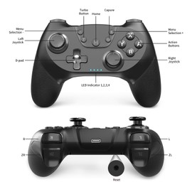 AceGamer 2pcs Wireless Controller für Switch/Lite/OLED, Controller für Switch Pro mit Weckfunktion mit einer Taste，Switch Pro Controller mit Doppel vibration/Turbo/Screenshot (Schwarz)