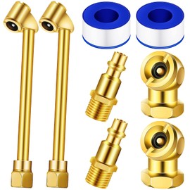 Frienda 8 Pcs Air Chuck 1/4 Inch 2 Way Connection Closed Ball tire Chucks Dual Head NPT Male End Air Hose Pipe Fitting Tyre Valve Stems with Tape for Tire Inflator Gauge and Compressor