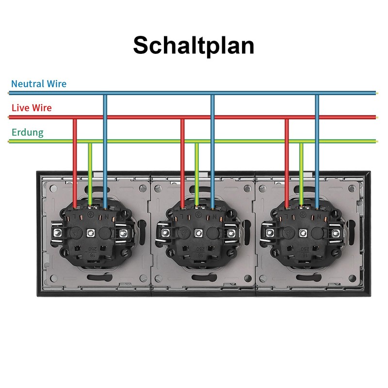 CNBINGO Schuko Socket with Claws - Triple Wall Socket with