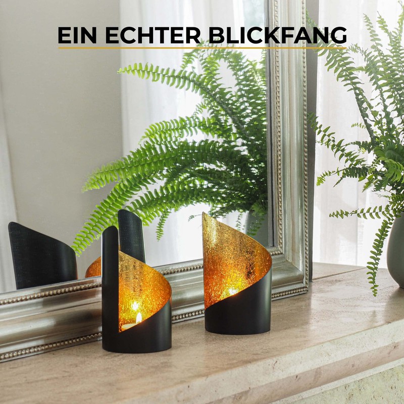 Tea Light Holder Decorative Gold - Set of 2 Tea