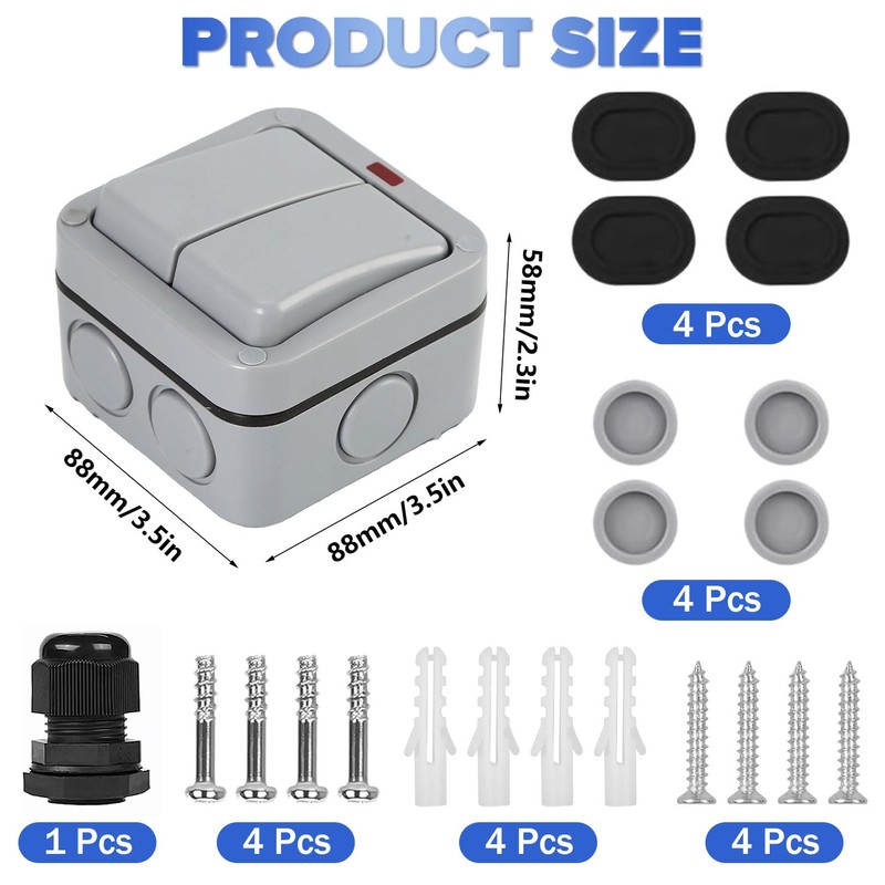 Idota Light Switch Outdoor Weatherproof Switch Universal Switch 20A IP66