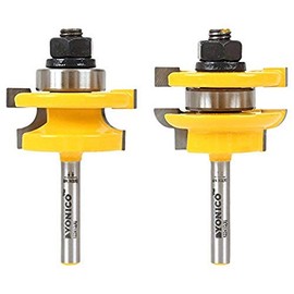 YONICO Cabinet Door Rail and Stile Router Bits Set 2 Bit Round Over 1/4-Inch Shank 12241q