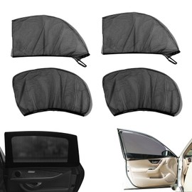 4 Stück UV Schutz Sonnenblende Auto, Universal Elastizitä Sonnenblende,Elastizität Sonnenblende Auto Netz,Autofenster Sonnenschutz für Kinder & Haustiere