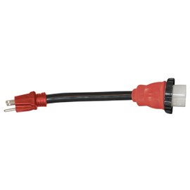 Valterra A10-1550DVP Mighty Cord Detachable 12" Adapter Cord w/Handle - 15AM to 50AF, Red (Carded)