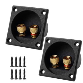 Pastlla 4PCS 2.2" Square 2-Way Speaker Box Terminal Binding Post Cup, Speaker Box Terminal Cup, Screw Type Binding Post Subwoofer Box Speaker Terminal Plates for DIY Home Car Stereo Speaker Subwoofer