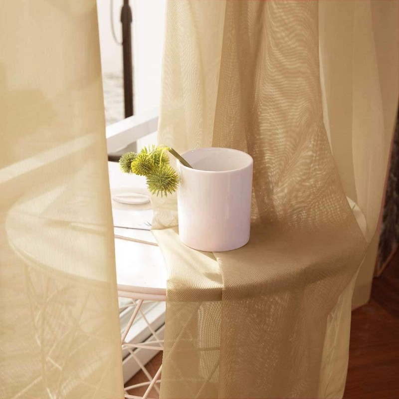 MIULEE - Juego de 2 cortinas transparentes con ojales, para