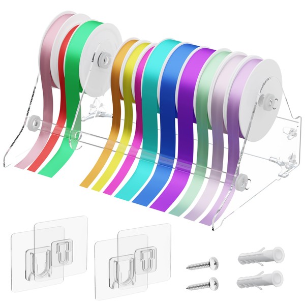 Acrylic Ribbon Storage Organizer, Wall Mounted Ribbon Holder, Wrapping Paper