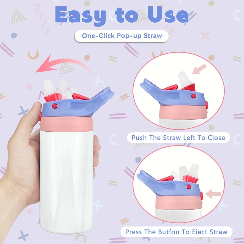 Amgkonp 12oz Replacement Lid with 2 Straw for Kid Tumbler,2