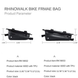 Rhinowalk Bike Bag Bike Frame Bag Waterproof Bike Triangle Bag Bicycle Pouch Under Tube Bag Professional Cycling Accessories(Small)
