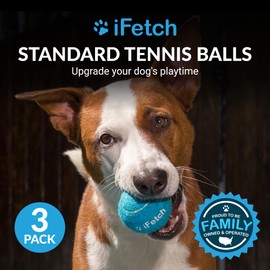 iFetch Tennis Balls for Medium and Large Dogs, Toy Ball 3 Pack, Use with iFetch Too Automatic Launcher, Blue, 2.5 Inch Diameter
