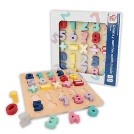 LEO & FRIENDS Chunky Number Math Puzzle, Wooden Number Shape Counting Learning Puzzles for Toddlers, Preschool Educational Learning Board Toys for Kids Ages 2+