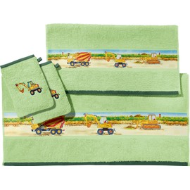 Erwin Müller Children's Terry Cloth Set of 4 with High-Quality Embroidery Motif Green