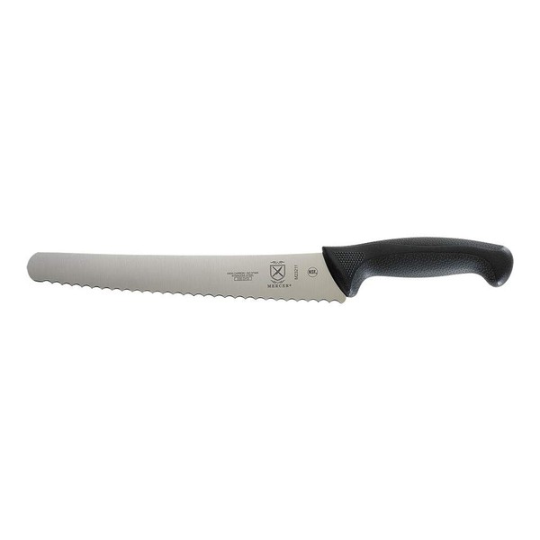 Mercer Culinary M23211 Millennia Black Handle, 10-Inch Left Handed Wavy Edge Wide, Bread Knife