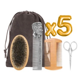 Kit Afeitado Cepillo Tijera Peine Barba Bigote Afeitado 5p F Color Multicolor