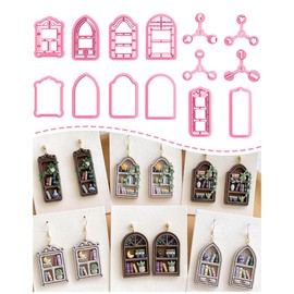 Keoker Back to School Polymer Clay Cutters, 14 Shapes Polymer Clay Bookshelf Cutters