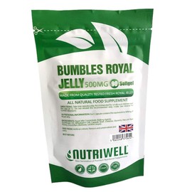 NUTRI WELL Bumbles Royal Gellee - 90 High Strength 500mg Royal Jelly Softgel Capsules to Support Immune System and Boost Energy, for Healthy Hair & Skin, Made in The UK by Nutri Well