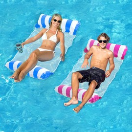 FUNNYTA 2 Pack Water Hammock, 4-in-1 Multi-Portable Water Pool Float Hammock (Saddle, Lounge Chair, Hammock and Drifter) for Adults, Suitable for Travel, Family and Recreation