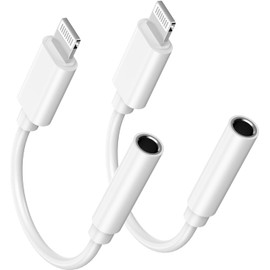 2 Pack [Apple MFi Certified] Apple Lightning to 3.5 mm Headphone Jack Adapter, iPhone Aux Audio Dongle 3.5mm Jack Earphone Cable Converter Compatible for iPhone 14 13 12 11 Pro Max XS XR X 8 7 6