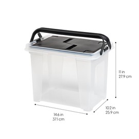 IRIS USA File Box File Organizer w/Wing Lid for Letter/Legal File, Water Resistant Document Box, BPA-Free Plastic Storage Bin Organizer with Handles, Stackable, Nestable, Clear 18 Qt. 4Pack