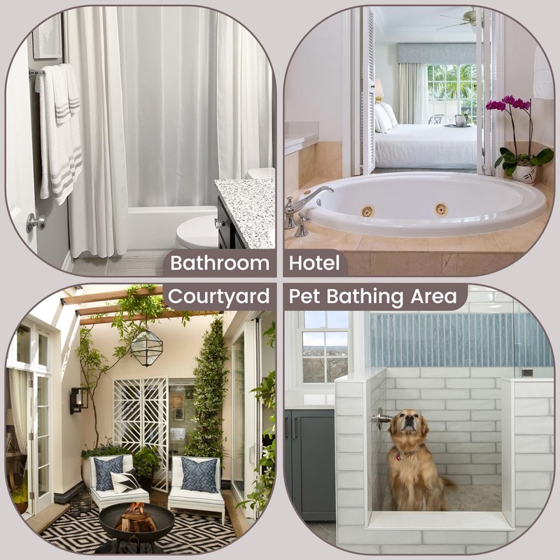 SORTTO No Hook Slub Textured Shower Curtain with Snap in
