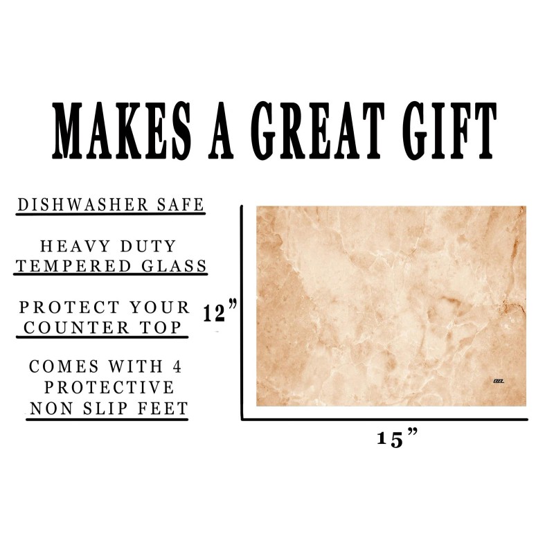 Rogue River Tactical Tan Brown Textured Marble Art Kitchen Glass