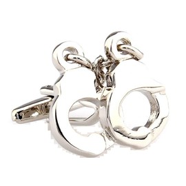 MRCUFF Handcuffs Police Pair of Cufflinks in a Presentation Gift Box & Polishing Cloth, Metal