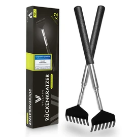 Villkin Back Scratcher Made of High-Quality Stainless Steel, Extendible up to 68 cm for Scratching the Head and Back - Premium Quality - Set of 2