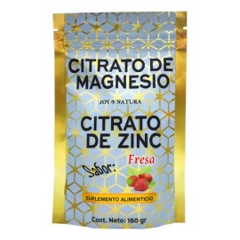 Citrato de Magnesio y Zinc en Polvo Sabor Fresa de Joy Natura, 150 g                                                                                  