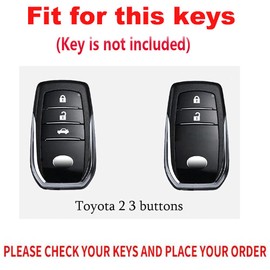 TECART Key Fob Cover Case Leather Key Shell Key Case Compatible with Corolla RAV4 Camry GX FJ150 Prius, 2 Button-White