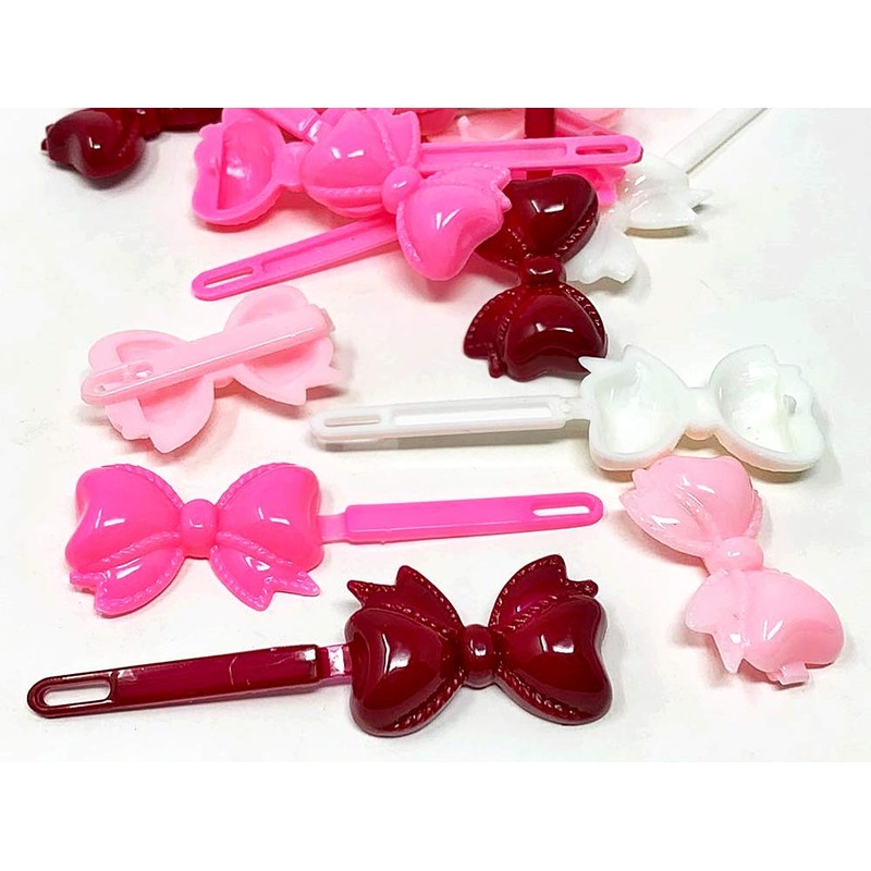 Tara Girls Self Hinge Bow Hair Barrettes - Pinks -