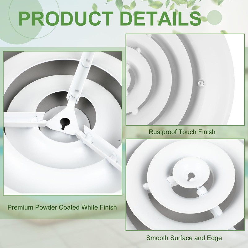 Therwen 1 Piece 8 Inch Round Vent Cover Ceiling Diffuser