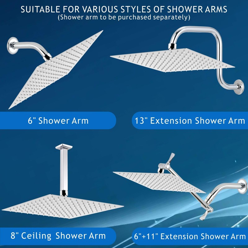 Voolan Rain Shower Head - High Flow Large Rainfall Shower