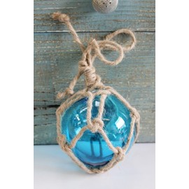 4" Nautical Glass Floats - Fishing Buoy - Coastal Decorations (Light Blue)