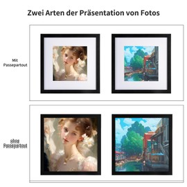 LYYYYX Picture Frame 25 x 25 cm with Mount Photo Frame Black with Acrylic Glass for Vertical or Horizontal Hanging/Standing, Picture Frame for Photos, Posters, Puzzles, Pack of 2