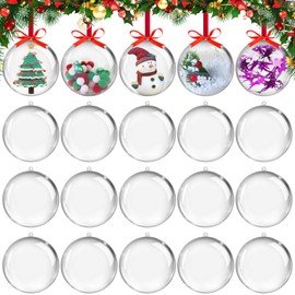 Christmas Ornaments,Clear Plastic Ornaments Balls,Clear Christmas Ornaments for Crafts,Acrylic Clear Fillable Christmas Tree Ornament Balls for DIY,Wedding,Party and Home Decoration (L-8CM)