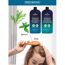 First Botany, Peppermint Rosemary Hair Regrowth and Anti Hair Loss Shampoo and Conditioner Set - Daily Hydrating, Detoxifying, Volumizing Shampoo and Fights Dandruff For Men and Women 16 fl oz x 2