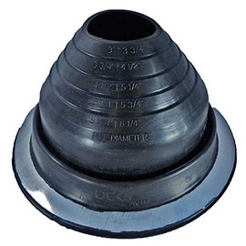 #4 (3"- 6-1/4") Round Black EPDM Flexible Pipe Flashing, Roof Jack, Pipe Booting Flashing (DF104B)