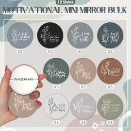 Kigley 30 Pcs Inspirational Compact Mirror Bulk Employee Appreciation Gifts 2.76'' Mini Portable Pocket Mirror Bulk for Team Women Nurse Boss Gift